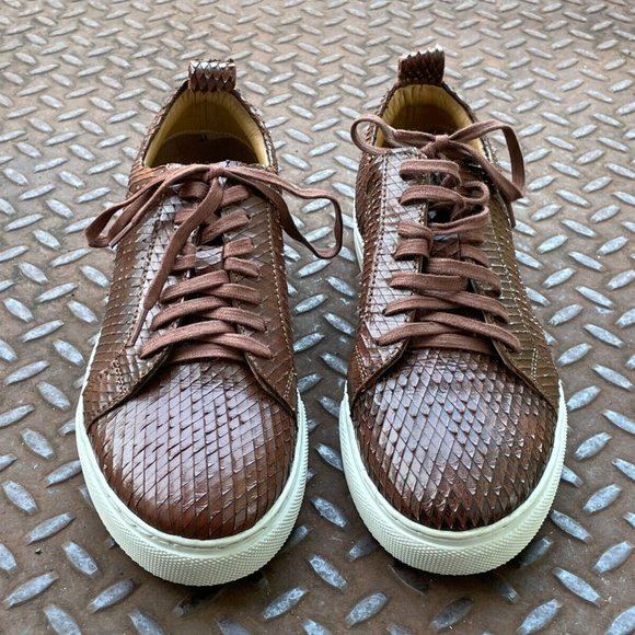 J.Shoes Men Shoes Brown Leather Snake Pattern Upper Lace Up Casual Shoes Size 9 main image 6